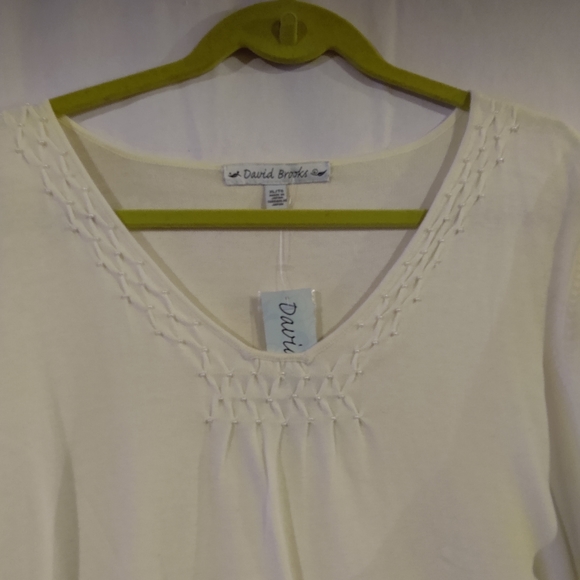 David Brooks Women's Off White Pearl Embellished Dressy Sweater  Size XL… - Picture 4 of 8